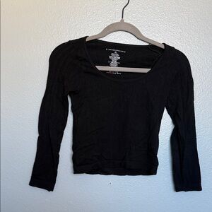 Anthropologie Black cropped Long Sleeve Top XS